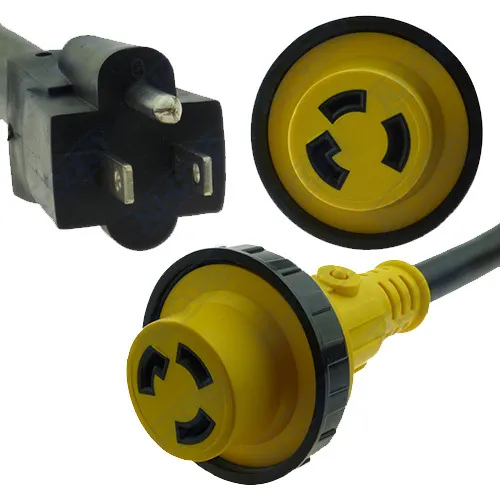RV Power Cord Adapter 15 amp Male 5-15P to 30 amp twist lock female L5-30R