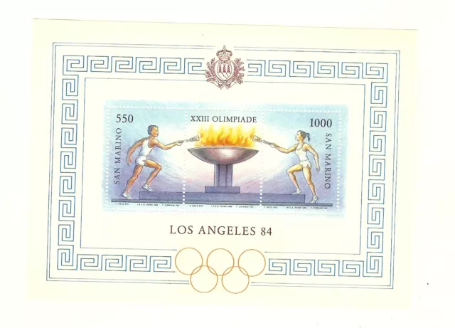 SAN MARINO 1984 OLYMPICS  SCOTT # 1068 2 SOUVENIR SHEETS AND #'s 1060-1062 MNH