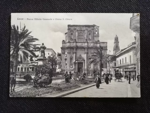 Cartolina Lecce Piazza Vittorio Emanuele Chiesa S. Chiara Animata Carrozza RD10