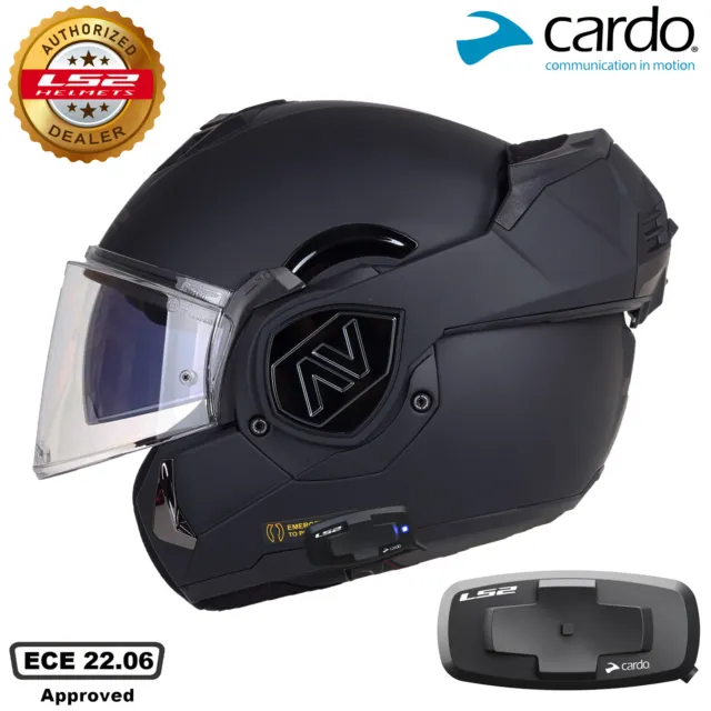 Ls2 Ff906 Advant With Cardo Intercom 4X-Ucs Matt Black Flip Up Motorcycle Helmet