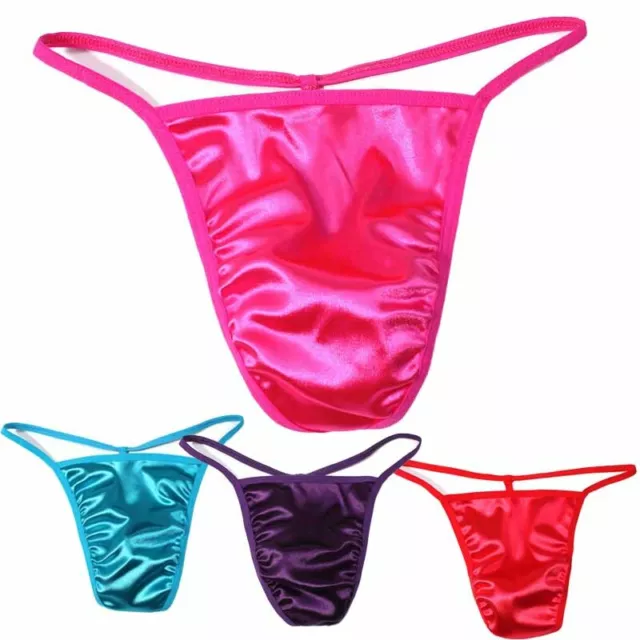 MEN SEXY SILKY Satin Bikini Brief Panties Thong T-back Pouch G-string ...
