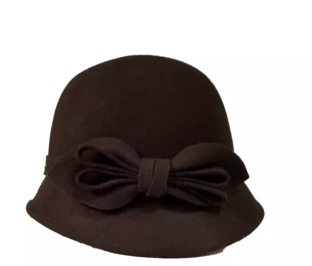 BLACK WOOL FELT Church Cloche Fedoras Hat Women Bowler Derby Hats With ...