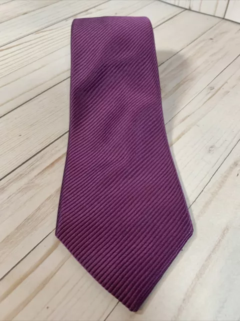 Charvet Place Vendome Purple Stripe 100% Silk Tie Made in France 58x3.75