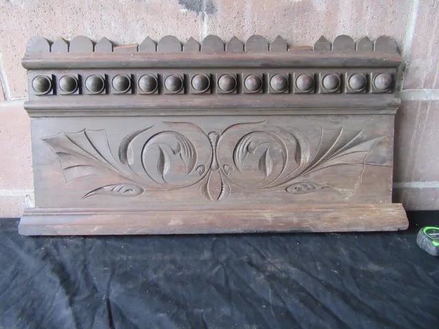 ~ Antique Carved Walnut Pediment ~ 28 Inches Wide ~ Architectural Salvage ~