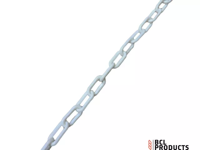 8mm Diameter White Plastic Chain - Barrier Chain - Available By The Metre