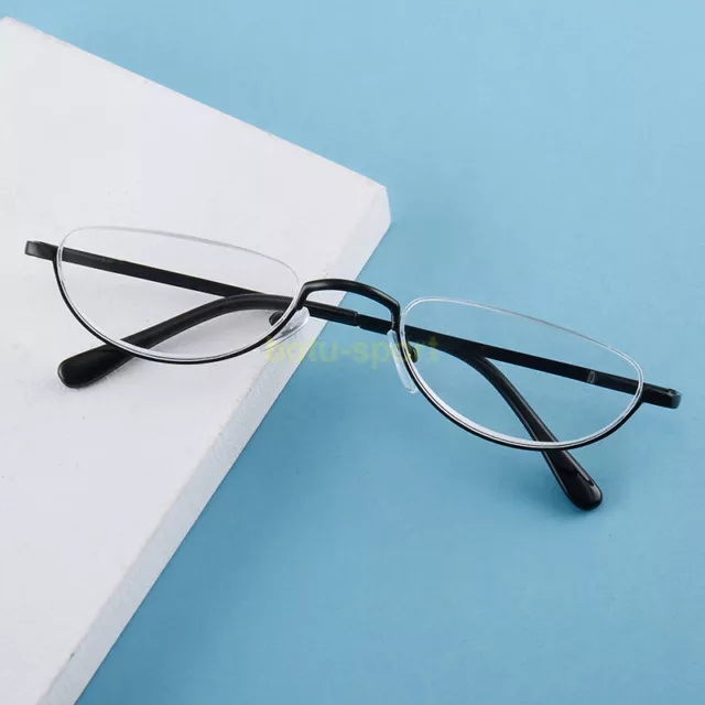 Half Lens Metal Frame Reading Glasses Diamond Cut Edge Vintage Men Women - SALE