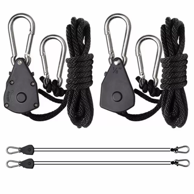 Hydroponics Rope Ratchet Adjustable Light Hanger Tent Filter Grow 1 Pair - 2 PCS