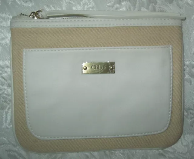 NUEVO SIN ETIQUETAS ~ CHLOÉ Pequeña Bolsa Accesorios de Maquillaje ~ 6"" x 8"" ~ Super Linda
