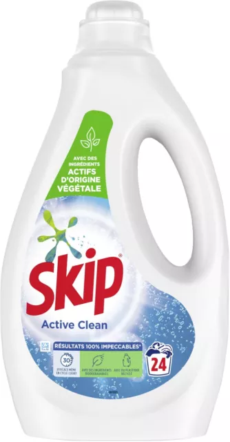 Pack SKIP Active Clean Lessive Liquide Lot 3 bidons = 111 lavages Doses *  Pods