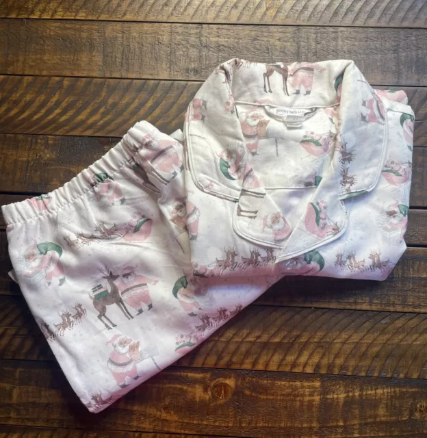 Pottery Barn Kids Blush Heritage Santa Adult Flannel Pajama Set XL