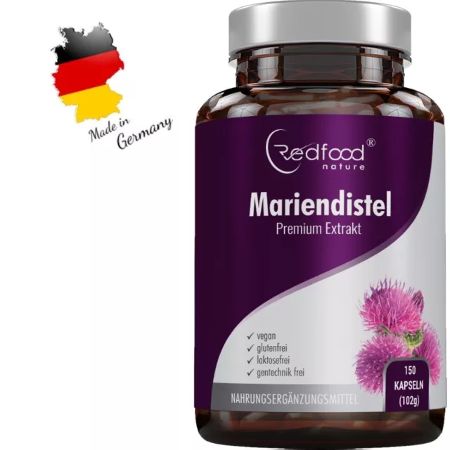 Mariendistel Premium Extrakt 500mg mit 80% Silymarin XXL 150 Kapseln Made in DE