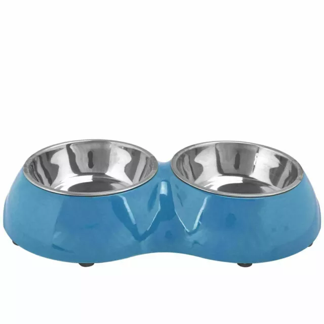 Pet Double Bowls, Dog Puppy Twin Steel Bowls, Animal Cat Food Water Feeding Dish