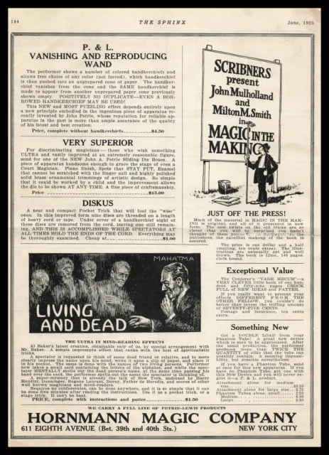 1925 Hornmann Magic Company New York city Mind Reading Books Vintage Print Ad