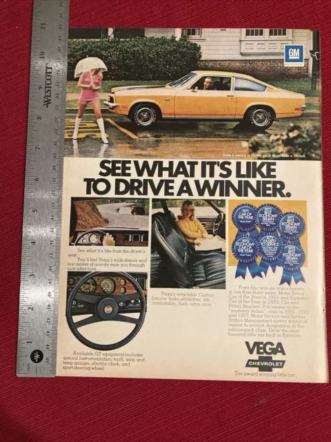 Chevrolet Vega Car 1973 Print Ad - Great To Frame!