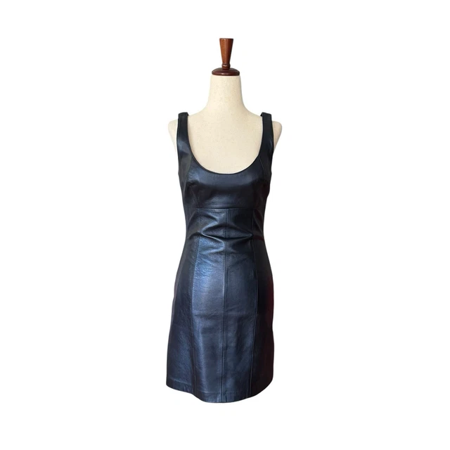 VINTAGE 80S NORTH Beach Leather by Michael Hoban Gunmetal Dress Sexy XS  $325.00 - PicClick