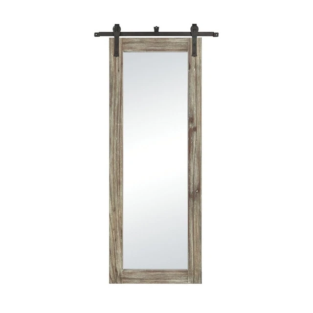 Extra-Large Rectangular Barn Door Mirror in Salvaged Grey Oak with Rustic Wood