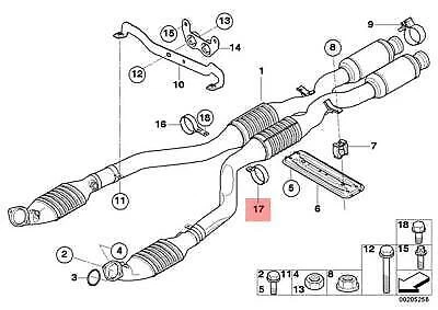 Morsetto tubo convertitore catalitico sinistro originale BMW E90 E90N E92 OEM 18307841714