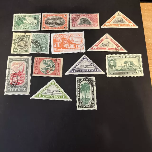 14 Old Liberia M/U Stamps- Lot A-73691