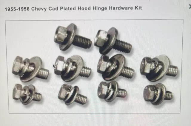 1955-1956 Chevy Cad Plated Hood Hinge Hardware Kit #2882 Danchuk (M3)