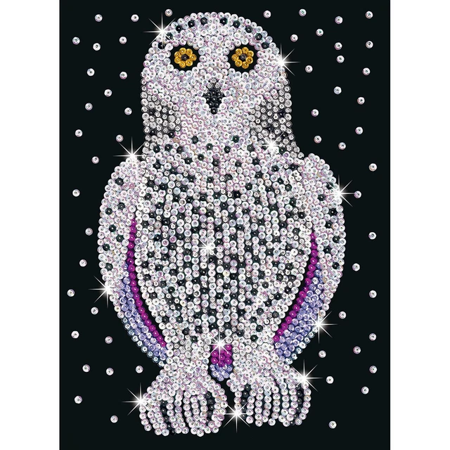 Schneeeule Paillettenbild Sequin Art 28x37cm - Uhu Kinder Bastelset Kauz
