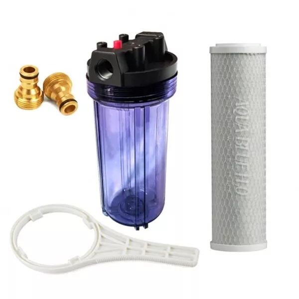 Single Caravan Water Filter System - Brass Hose Connection Fitting