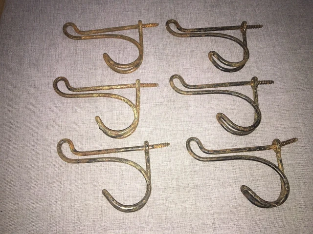 (6) Twisted Wire Coat & Hat Hooks / antique Hardware