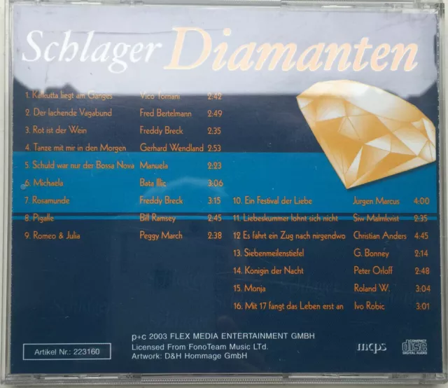 Schlager Diamanten・Deutsch Pop・CD ℗©2003 Flex Rec.・CD-media NM! 3