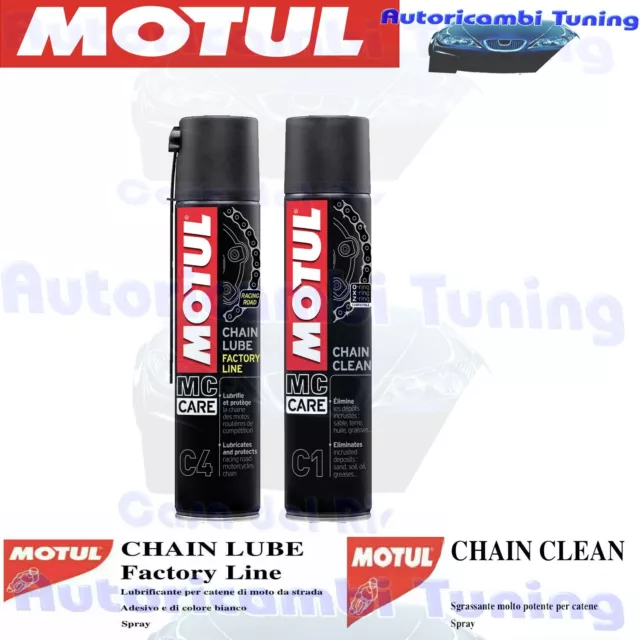 Kit de Nettoyage Chaîne MOTUL C1 + C4 Lube Graisse Spray Moto Route Racing