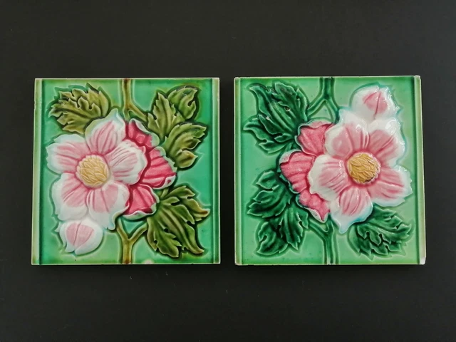 Antique art nouveau tile,majolica tile