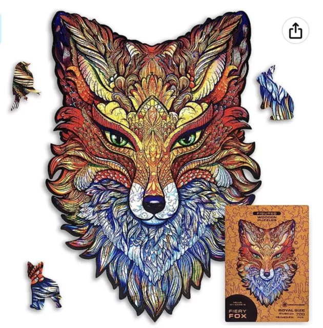 UNIDRAGON Wooden Jigsaw Puzzle - Fiery Fox, 700 pcs, Royal Size - Free Post