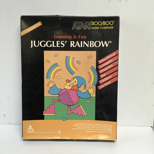 VINTAGE ATARI 400/800 Computer Game Cassette Juggles' Rainbow CX4129