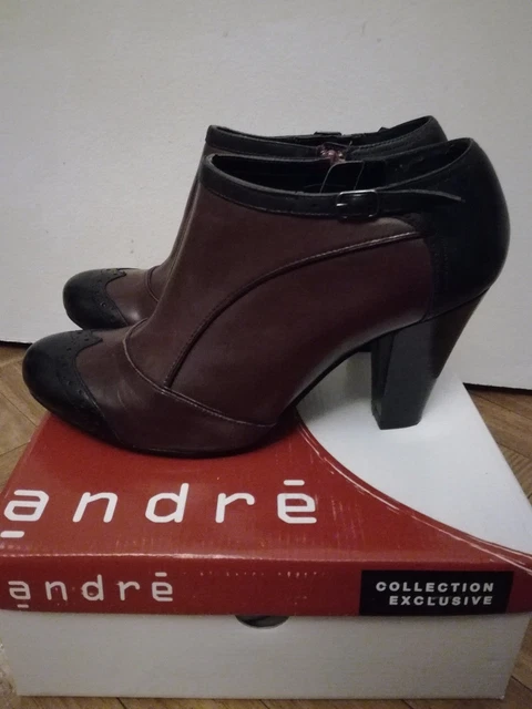 Bottines ANDRE Lucrece En Cuir Noir - Pointure 39, Pied Fin - État Comme Neuf