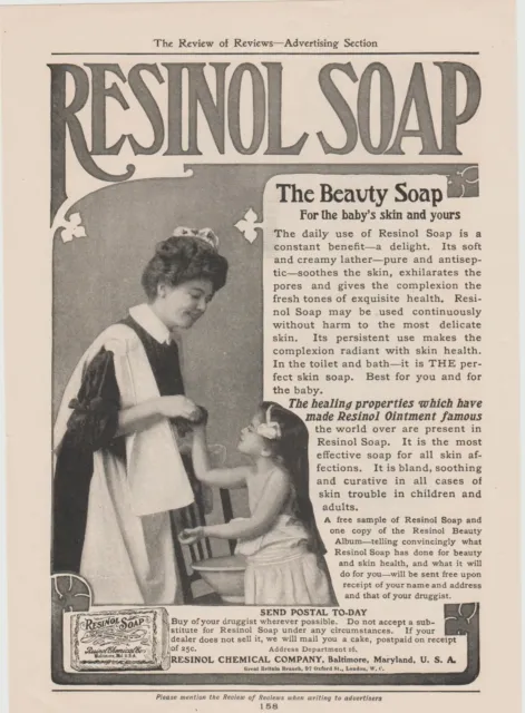 Resinol Soap Vintage 1918 Print Ad Mother Uses It & For Her Little Girl Too