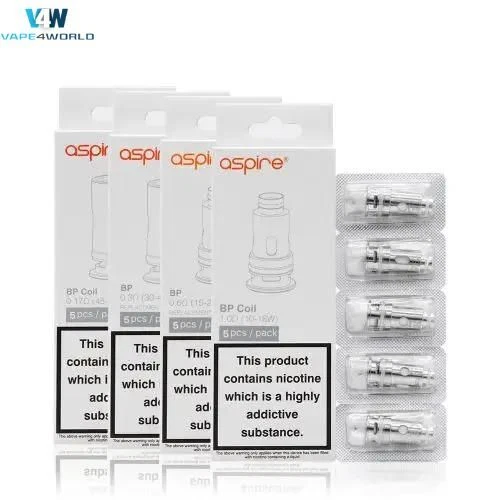 Aspire BP Replacement Coils BP60 BP80 0.17Ω 0.3Ω 0.6Ω 1.0Ω - Pack of 5 Coils
