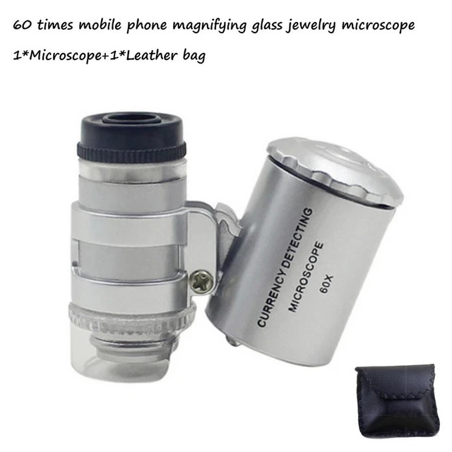 Microscope Zoom 60X Smartphone Avec 2Led Lumiere Uv Pour Détection
