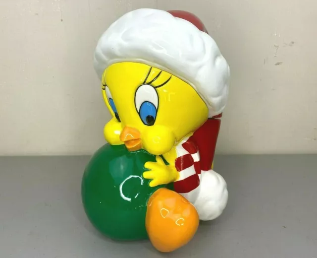 Vintage 1996 Warner Bros Tweety Bird Christmas Ornament Ceramic Cookie Jar