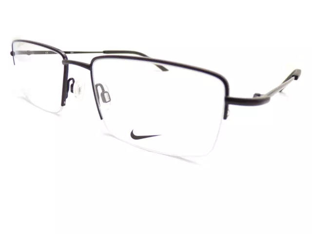 Nike Glasses Frame Shiny Black Semi Rimless Metal 55mm Men's Spectacles 8182 001