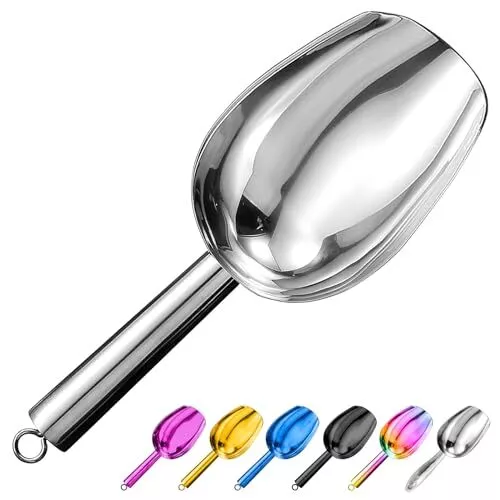 6oz Metal Ice Scoop Stainless Steel Kitchen Ice Scooper for Ice Maker Bucket