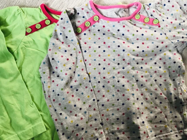 Mothercare set of two long sleeved girls tops age 2-3, plain & spotty