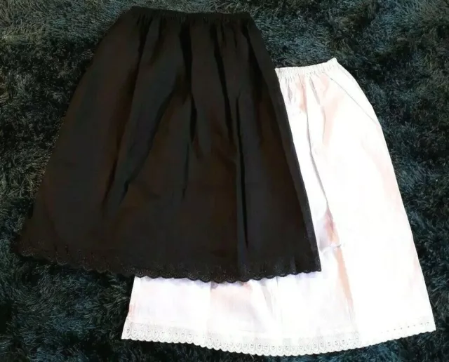 Black White 100% Cotton Underskirts UK Size 4 -20 Half Slip Waist Slip Petticoat