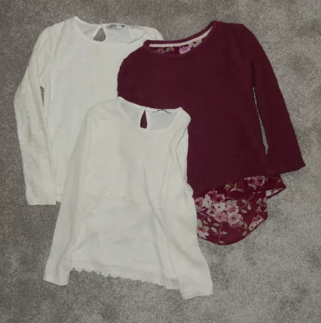 Pacchetto Di 3 Maglioni, 9-10 Anni, Pizzo Bianco, Floreale Bordeaux