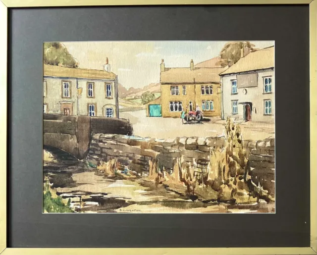 BARRY CLAUGHTON (b.1935 ) Large Watercolour Painting Yorkshire Village Scene
