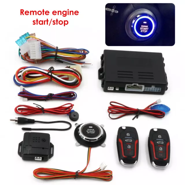 12V Car Keyless Entry Engine Start Alarm Kit Push One Button Remote Starter Stop
