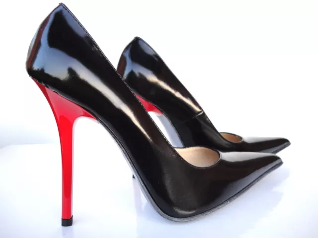 Giohel Italy Red New Heels Pointy Toe Pumps Schuhe Leather Decolte Black Nero 43 3