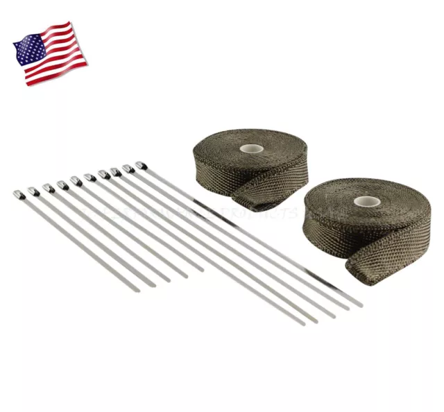 Carbon Fiber Titanium Header Wrap Kit Exhaust Pipe High Heat 25% thinner 50 Foot