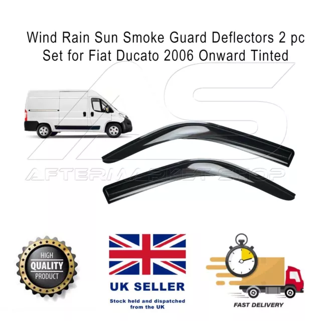 Wind Deflectors for Fiat Ducato MK3 2006 Onward Tinted Rain Sun Guard 2 pc Set