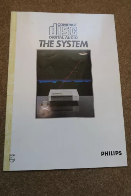 Raro 1982 Vintage Philips CD 100 Lettore ecc./Brochure Informazioni Avvio Sistema