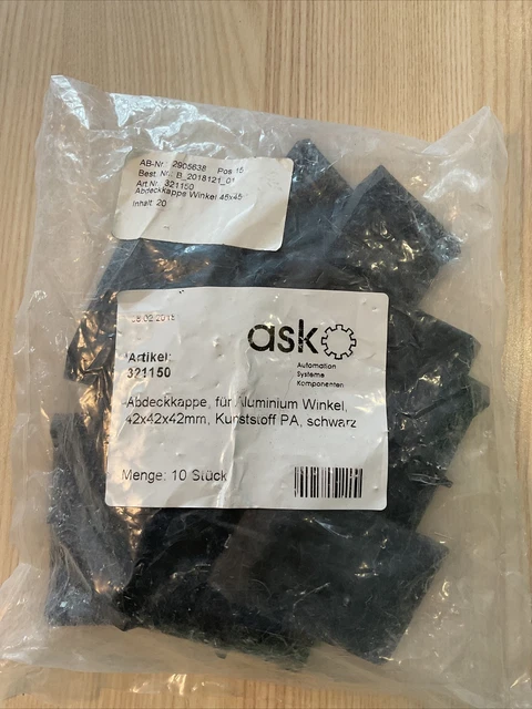 10 pezzi tappo di copertura per angolo alluminio 42x42x42mm plastica PA nero 321150