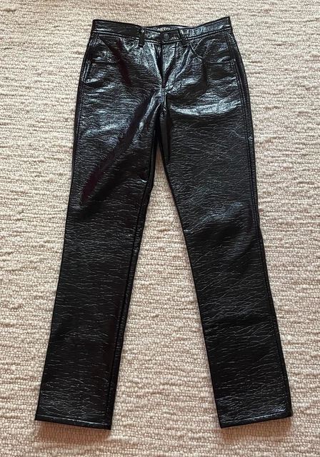 DIESEL P-ARCY schwarze Hose aus Knitter-Vinyl, Größe 30, neu