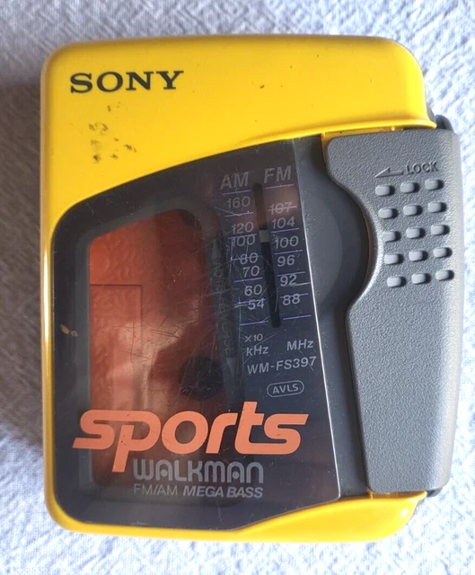 SONY WALKMAN SPORT Vintage WM FS397 Yellow Cassette Player Not Working